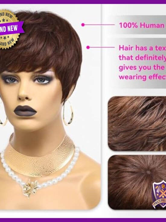 Short Pixie Cut Human Hair Wig Glueless Heat Resistant Tangle Free main image 5